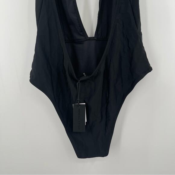 KENDALL +KYLIE Swimsuit One Piece Plunge Black Sexy Beach Swim Tie NWT Medium - Picture 9 of 12
